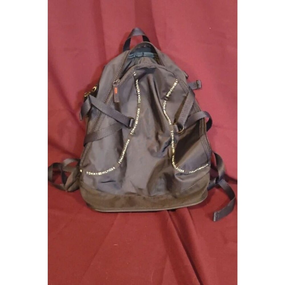 Tommy Hilfiger Navy Blue Nylon Backpack – Casual Travel Bookbag